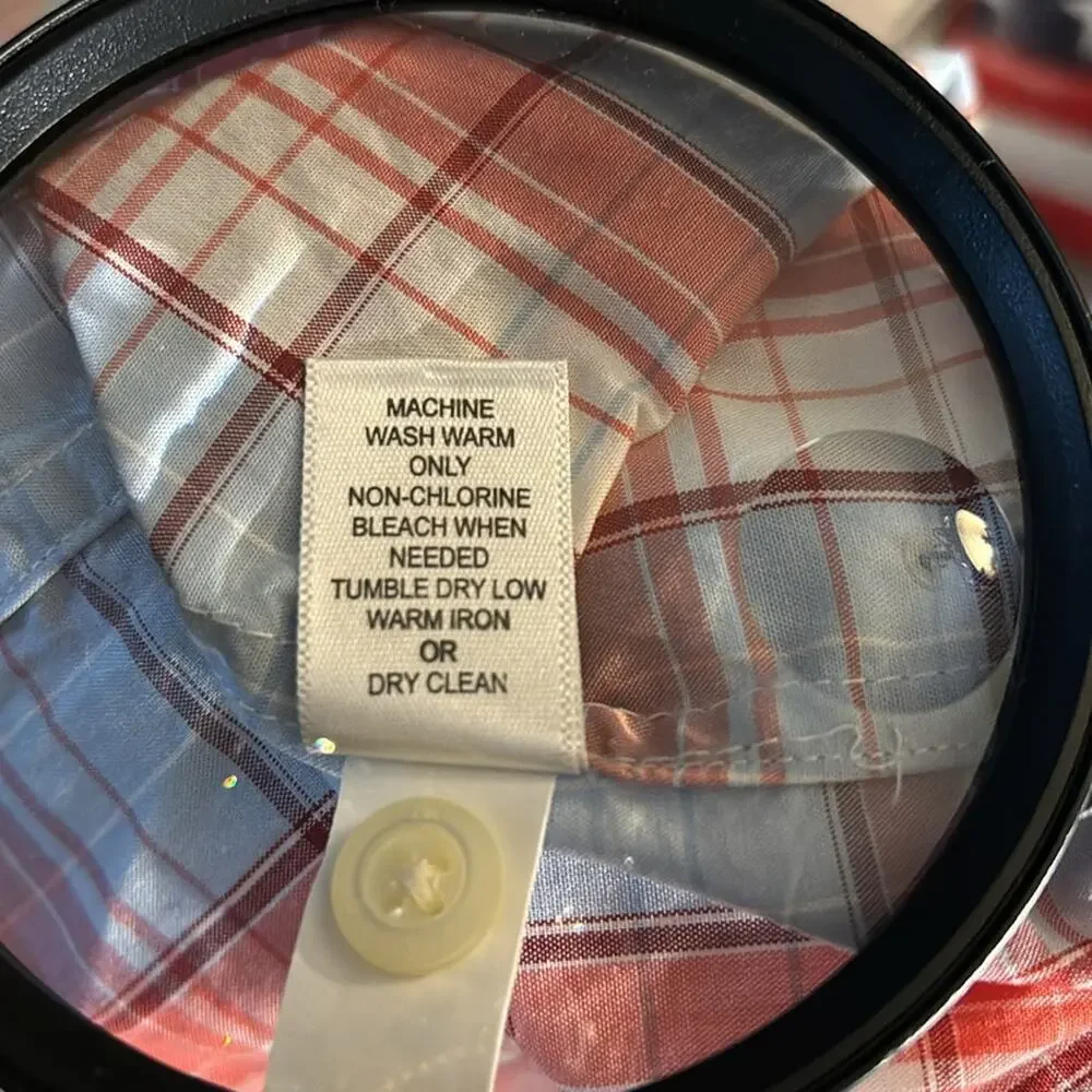 Banana Republic Plaid Blue/Orange Short Sleeve Top S Preppy Casual Academia Twee